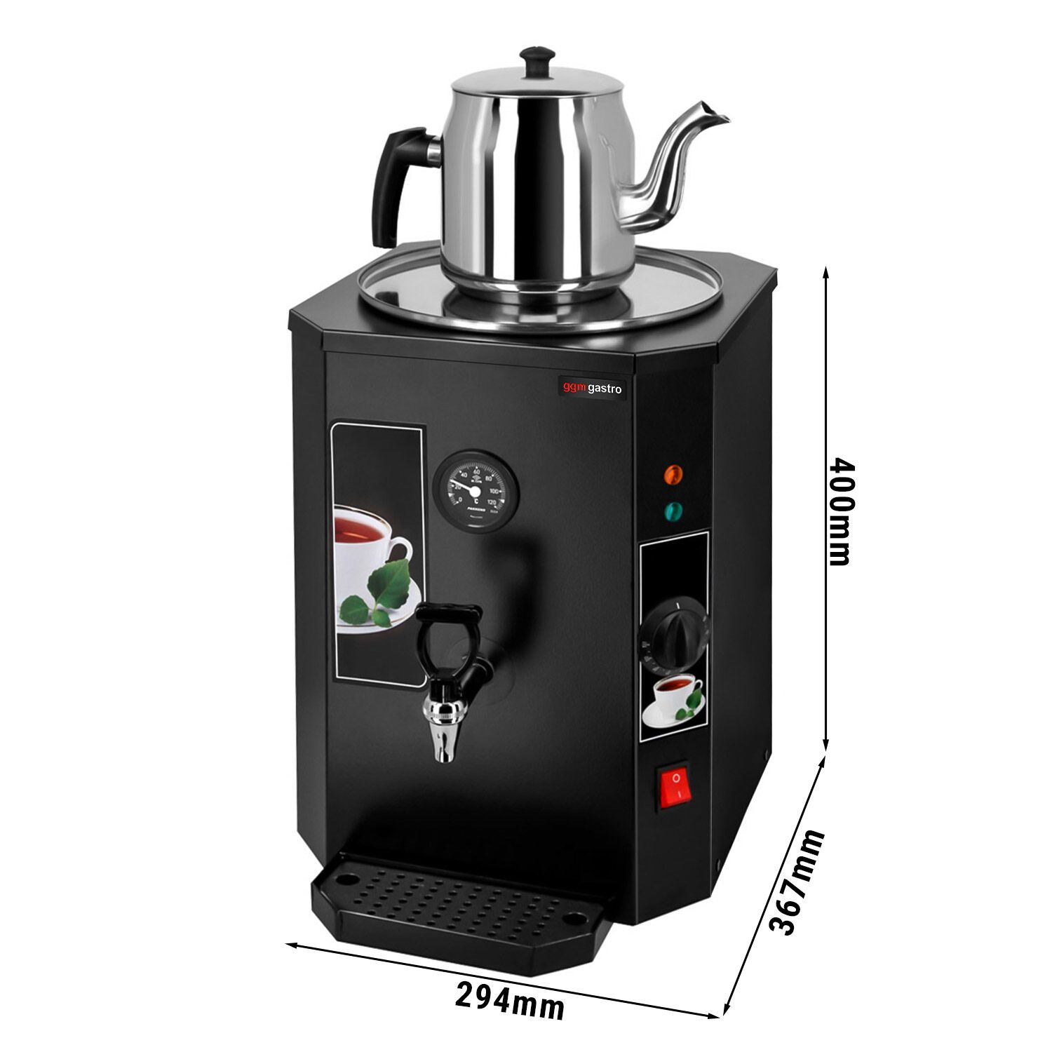 Samovar électrique professionnel - 13 L - 2,0 kW - avec 1 théière