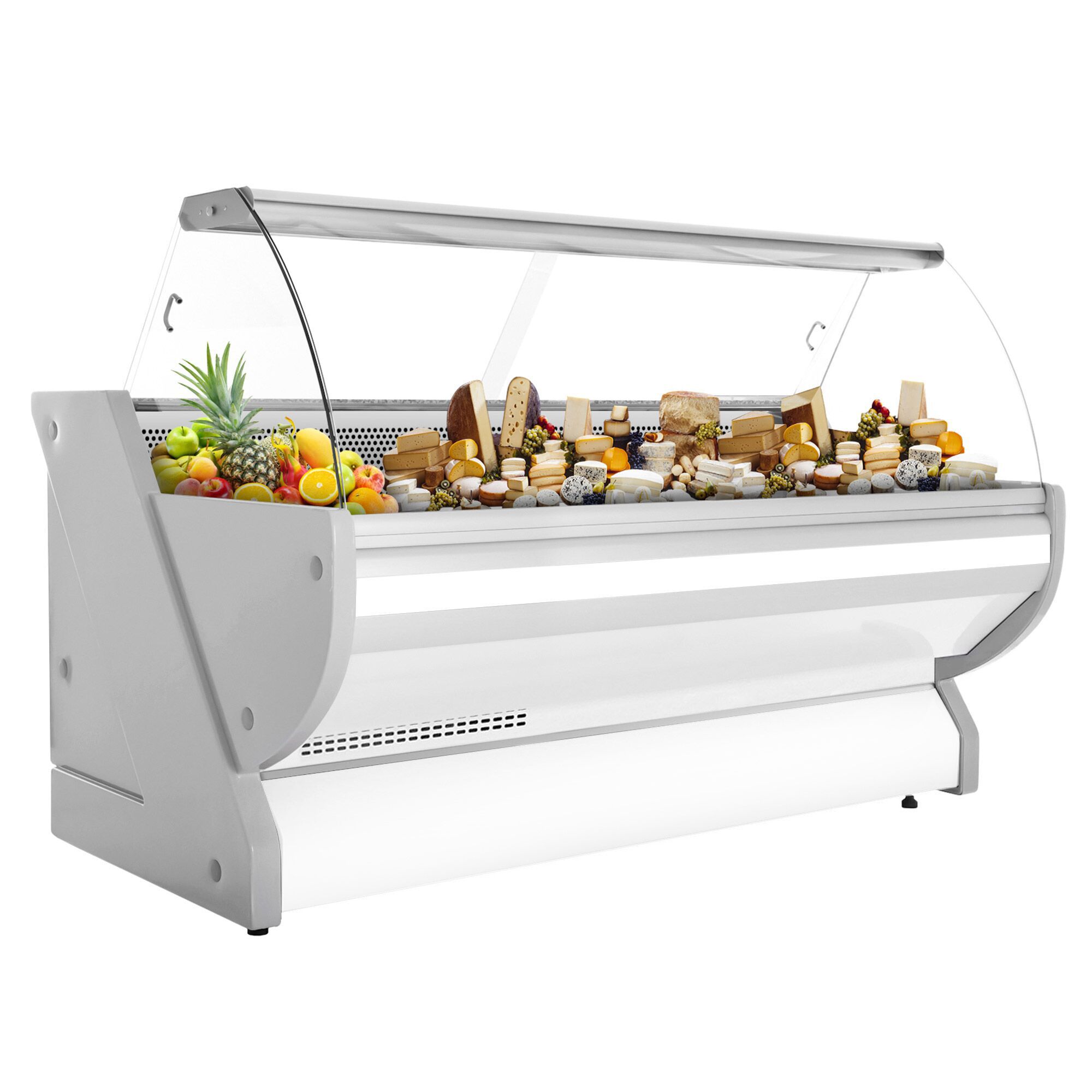 Comptoir vitrine réfrigérée - 2515x1150mm - +1/+10°C - Vitre bombée - Éclairage - 500L