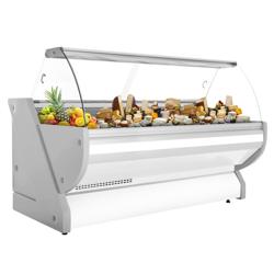 Kühl-/ Fleischtheke - 2500mm - Weiß - mit Fleischlicht & beleuchteter Frontblende