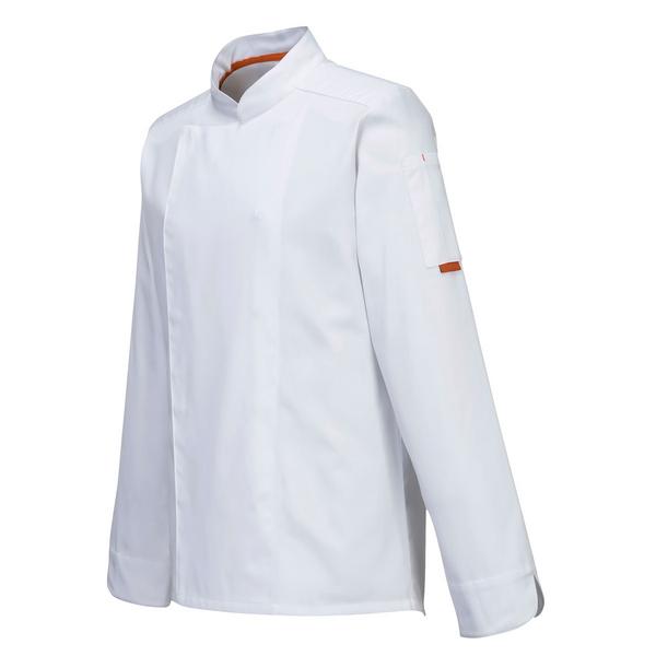 MeshAir Pro Breathable Long Sleeve Chef Jacket – White - Slim Fit - Size S