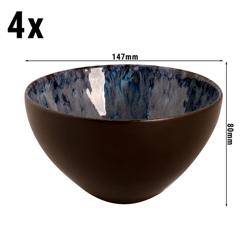 (4 pz) Ciotola - LESTER - Steinzeug - tonda - Ø150mm - impilabile - Blu