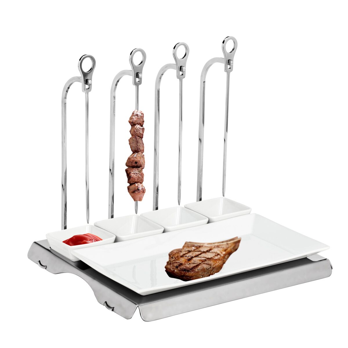 CLASSICO - Porte-brochettes - Chrome - incl.4 brochettes