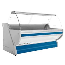 Serve Over Counter - 2515x1150mm - granite worktop - blue front - curved front glass - capacity 500 litres