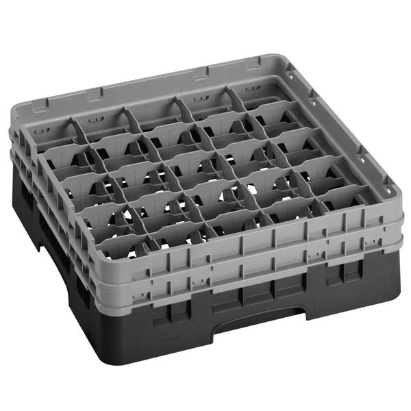 CAMBRO | CAMRACK® - Lasipesukori 1/1 - 25 lokeroa - 2 jatko-osalla - 500x500mm - Musta