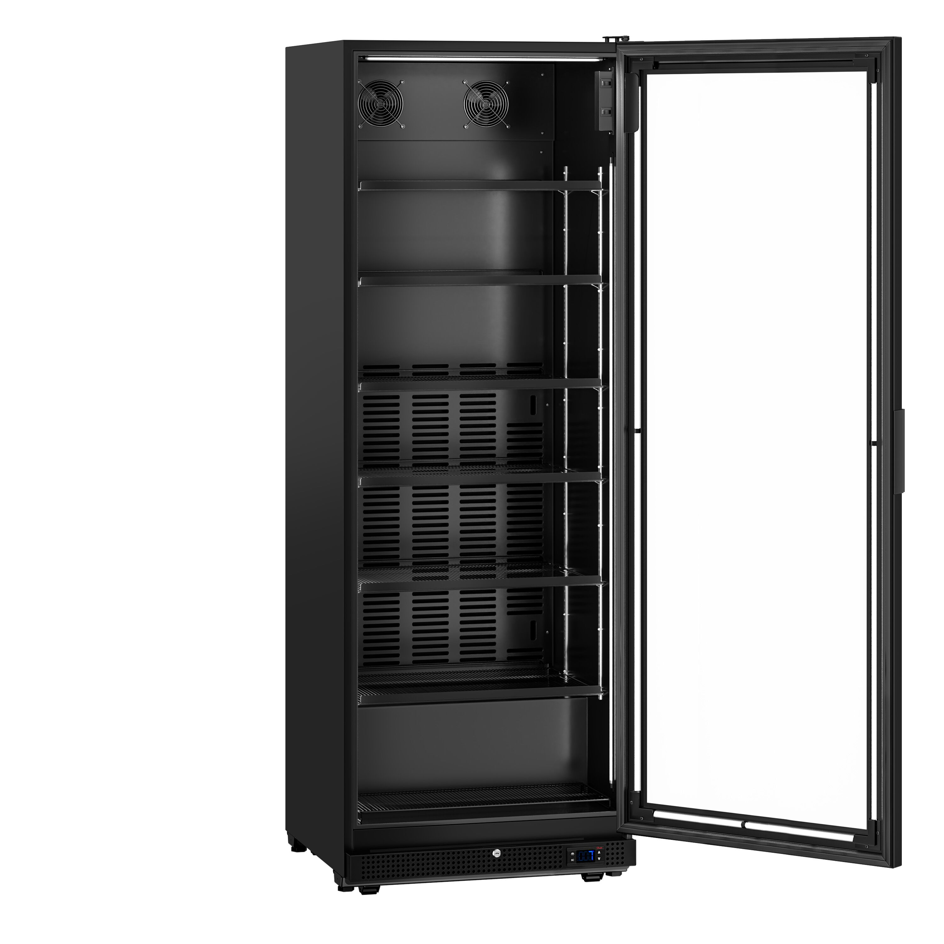 Vitrine réfrigérée à boissons - 750mm - 739 L - porte vitrée sans cadre - éclairage LED - affichage digital de la température - 0 à +7 °C - Noir - 1 porte vitrée