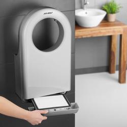 (2 pieces) AIR-WOLF | Automatic Jet Hand Dryer – Antibacterial ABS (Silver) - HEPA Filter - Water Tray - 270–324 km/h - 0–900 W Heater