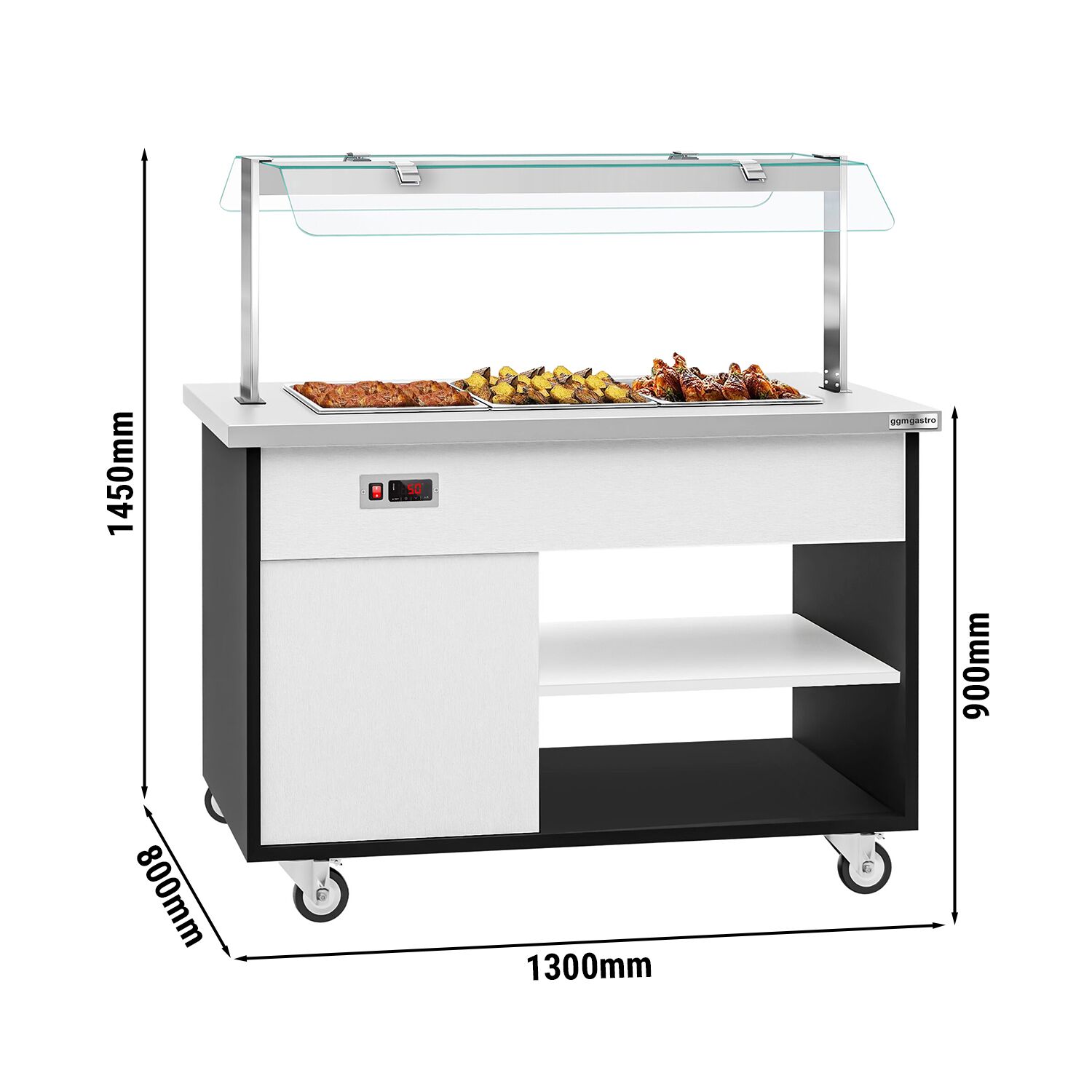 Buffet self-service chaud DANZIG - 1300mm - 3 bacs GN 1/1