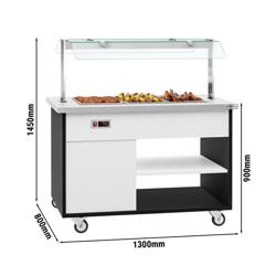 Varm buffédisk - 1,3 x 0,8 m - 3x GN 1/1