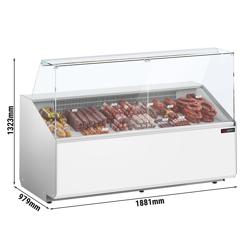 Banco gastronomia professionale - 1881x979mm - Statica - 387 L - Vetro dritto - Colore Grigio scuro - Pannello frontale Bianco RAL9016