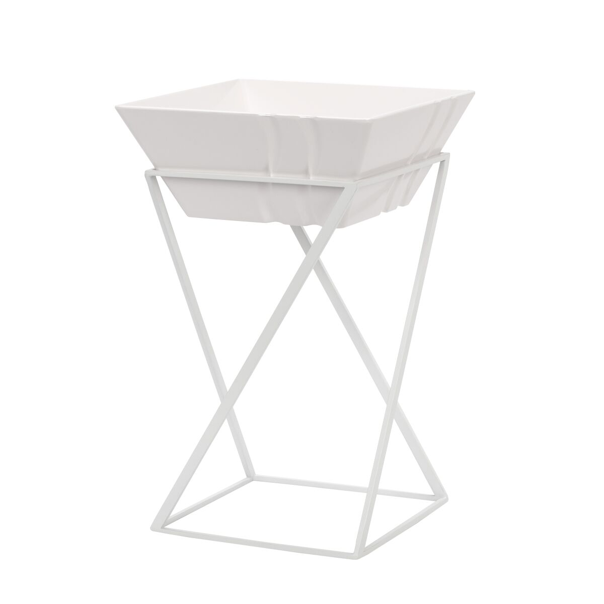 Présentoir buffet / étagère - blanc - incl. 1 bol en mélamine - rectangulaire