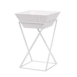 Etagere / Buffet Stand - White - Height: 375mm - incl. 1 Melamine bowl - square - Powder-coated stainless steel & Melamine