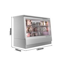 Professzionális Dry Aging üvegajtós húsérlelő vitrin - 1384x740 mm - 2 üvegajtóval - rozsdamentes acél - 470 l