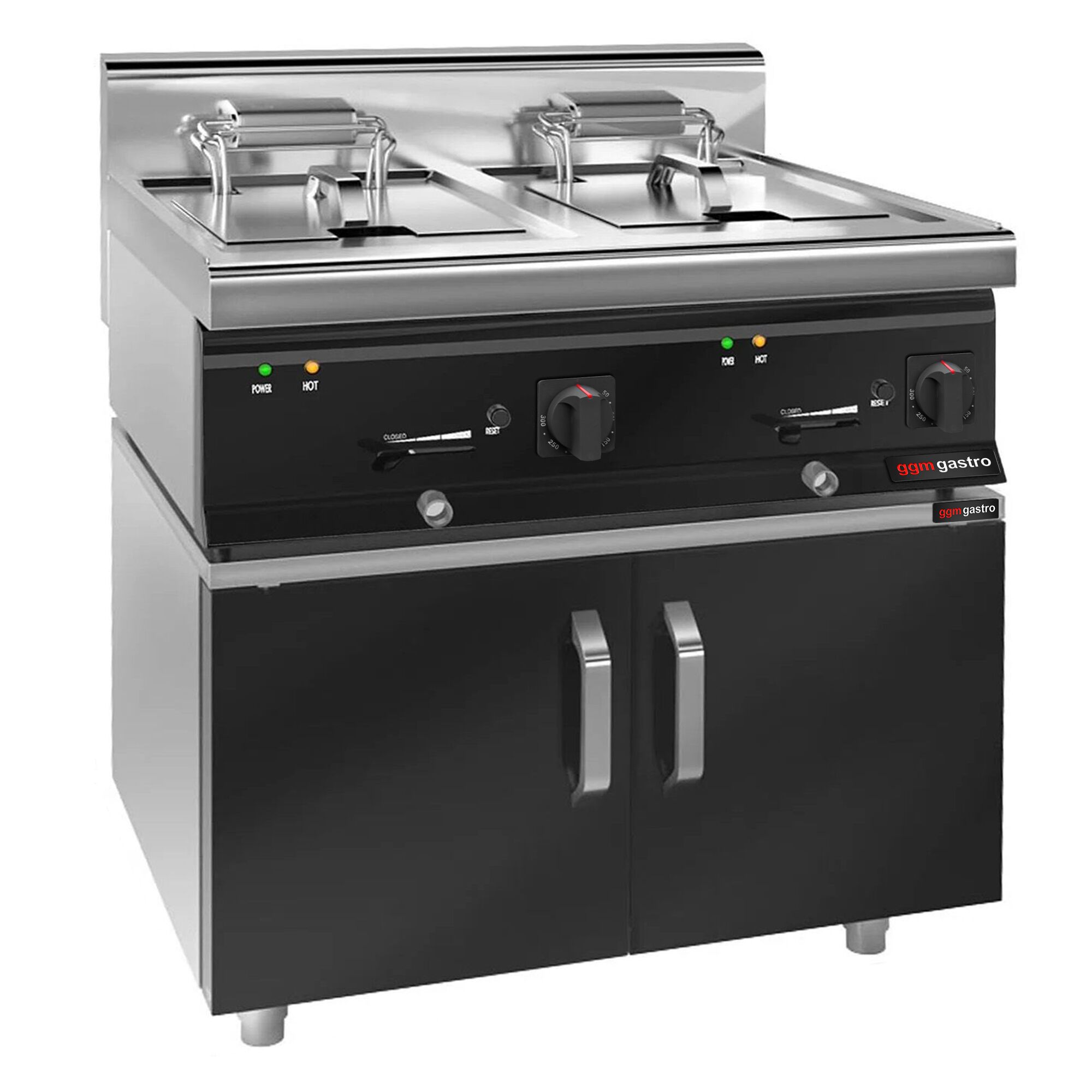 Elektrikli Çift Fritöz - 10 + 10 Litre- 18 kW - 2 Kapılı Alt Stand dahil 