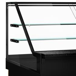 Rashladna vitrina TORONTO - 2000x880 mm - Dvostruko ostakljenje - Prednja ploča Drvo (natur) - Ventilirano hlađenje - s 2 polica - crna granitna radna ploča