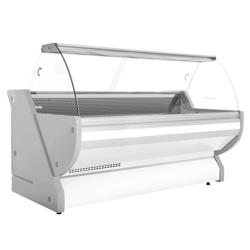 Koeltoonbank - 2515x1150mm - 500 liter - kleur wit - gebogen ruit - granieten werkblad