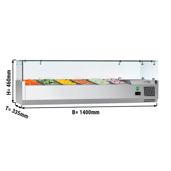Vitrină rece ECO - 1,4 x 0,34 m - pentru 6x containere 6x GN 1/4 