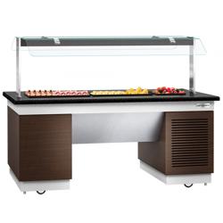 Refrigerated Buffet Display DUBLIN - 2000mm - with Refrigerated Frost Top + Flat Glass Sneeze Guard - on Castors