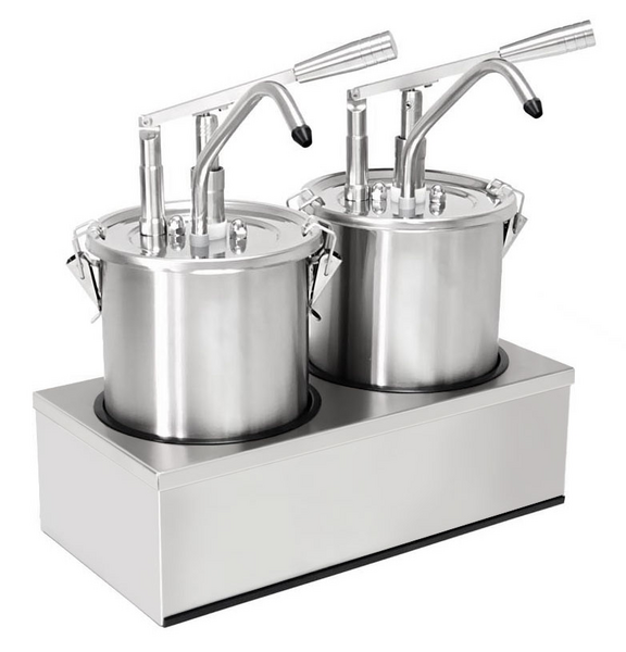 Dispensador de salsa - 2x 5 litros - incl. armazón de acero inoxidable