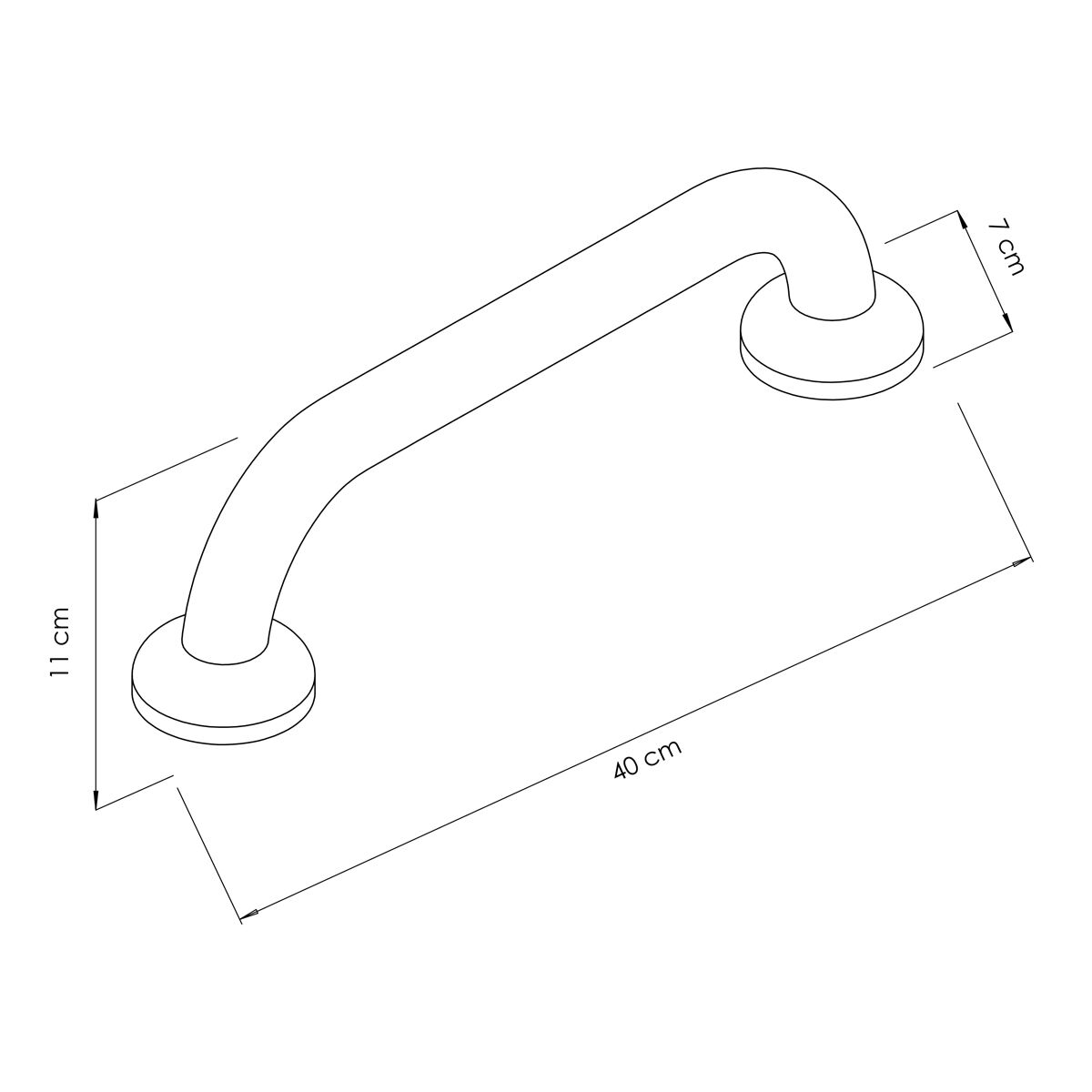 Barre d’appui droite - Acier inoxydable - Longueur: 400mm
