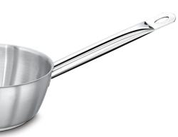 Panela com cabo - aço inoxidável - 0,75L - Ø160mm - Altura:60mm - formato cónico - compatível com todos os fogões, incluindo indução