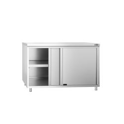Edelstahl Arbeitsschrank PREMIUM - 1200x600mm - mit Schiebetür ohne Aufkantung