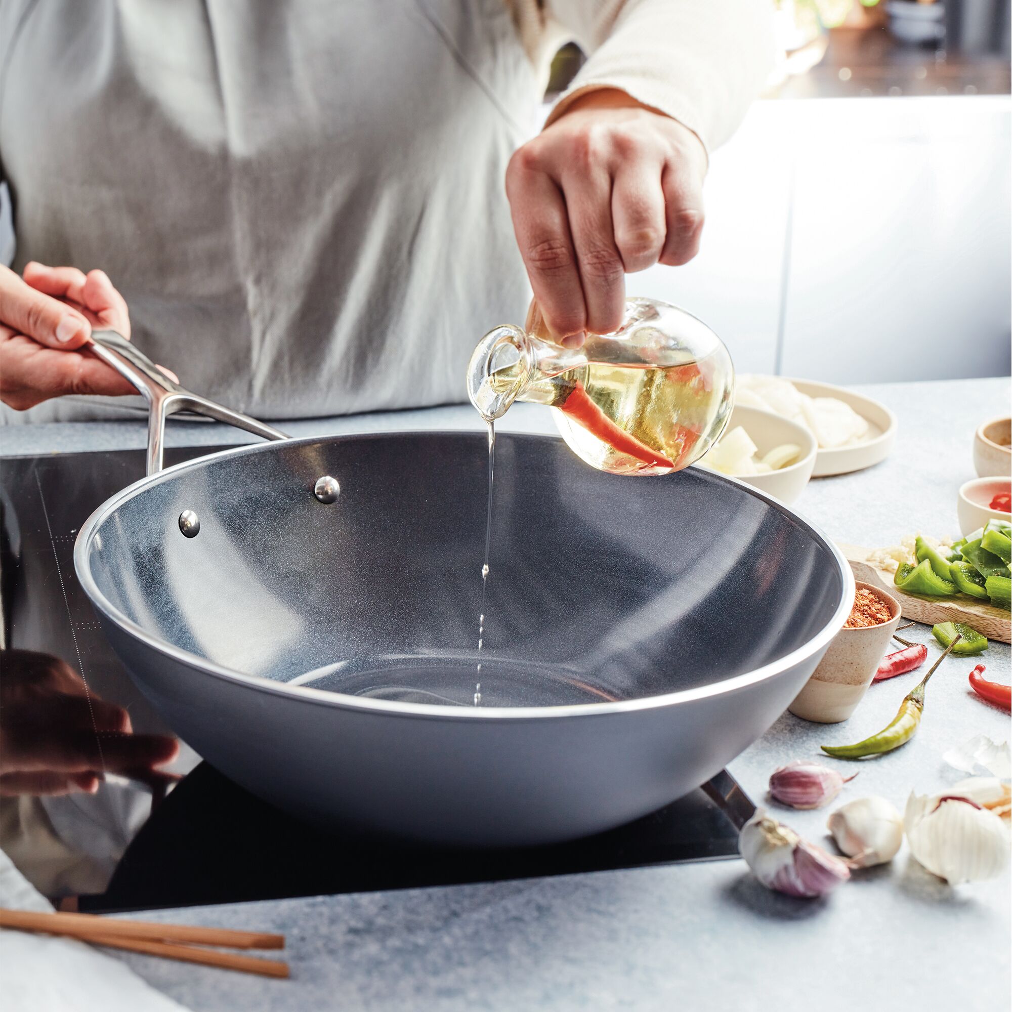 DEMEYERE | ALU PRO 5 - Wok à fond plat - Ø 300 mm - Aluminium