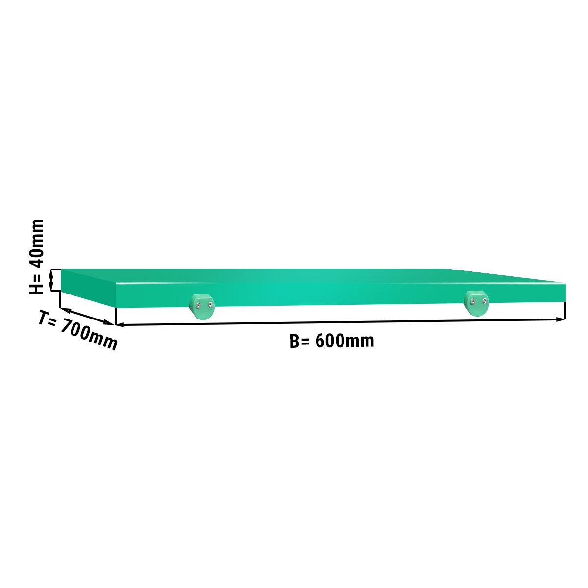 Planche à découper pour table de travail - 600x700 mm - Conforme HACCP - Verte