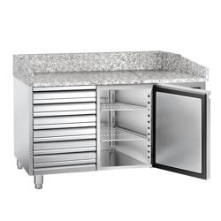 Banco pizza refrigerato ECO - 1500x800mm - con 1 porta & 7 cassetti - piano in granito