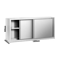 Armadio pensile in acciaio inox PREMIUM - 1800x400mm - con porte scorrevoli - 800mm di altezza
