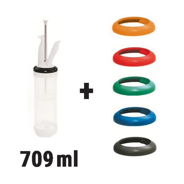 (3 kpl) Annostelupullosetti - yksireikäinen kalvo - 3x 709 ml - 5 rengasta; sisältää kahvan ja tangon