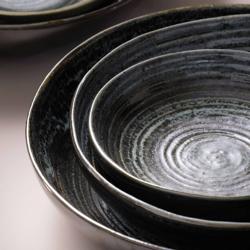 (6 pcs) METALLIC | Deep Plate - Stoneware - Ø220mm - Silver