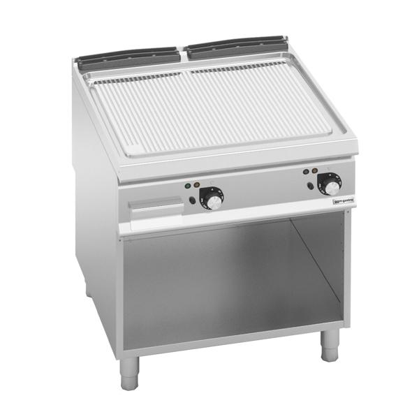 Elektrische bakplaat - 13,7kW - Geribbeld - Bakoppervlak: 800x900mm - met open onderbouw