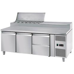 Zubereitungstisch PREMIUM - 1800mm - für 8x GN 1/3 - 2 Türen & 2 Schubladen