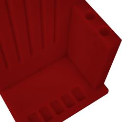 Stojan na nože - polyethylen - červená - 300x504x202 mm - pro 5 nožů a 2 brousky