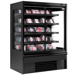 Murale Refrigerato Professionale - 1330mm - 455l - +2°/+4°C - con 1 porta a battente in vetrocamera & 4 ripiani - Nero