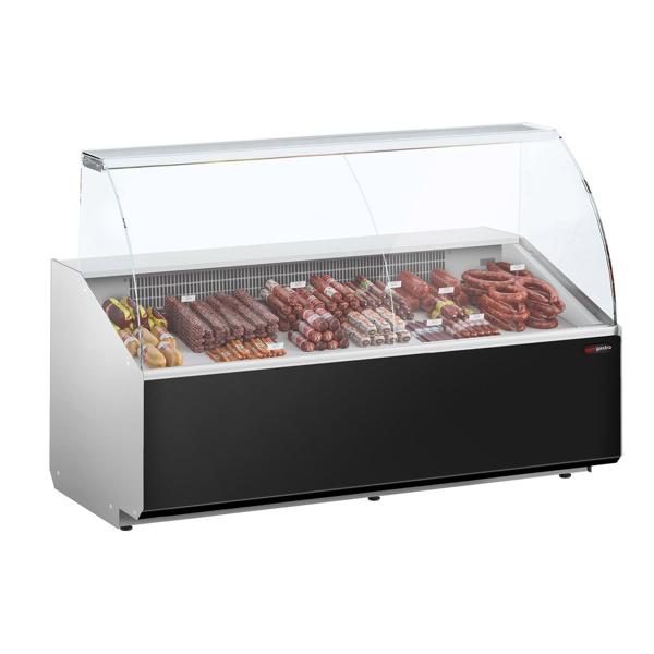 Banco gastronomia professionale - 1881x979mm - Statica - 387 L - Vetro dritto - Pannello frontale Nero RAL 9017 - Colore Dunkelgrau