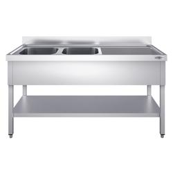 Stol za sudoper PREMIUM - 1600x600 mm - Sa donjom pločom & 2 sudopera na lijevoj strani