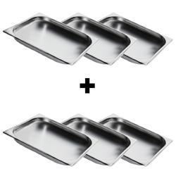 (6 pièces) Bac GN 2/3 en inox – Hauteur : 20 mm