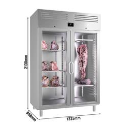 Professionele vleesrijpingskast - 1325x868mm - met 2 glazen deuren - RVS - 1240 liter