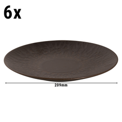 (6 st) Rust - platt tallrik - Ø 21 cm - brun