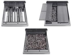 Commercial Gas Lava Rock Chargrill Countertop PREMIUM - 700mm Deep - 6.9 kW - Cast‑Iron Grate - 7 kg Lava Stones - Ash Drawer