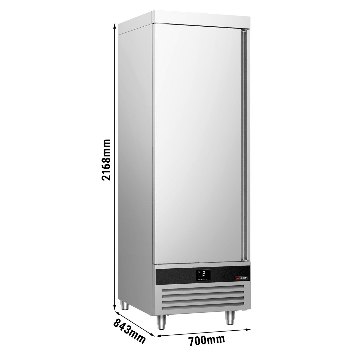 Armoire réfrigérée positive en acier inoxydable AISI 430 PREMIUM - GN 2/1 - 600 L - avec 1 porte & Glissières GN & 4 grilles GN 2/1
