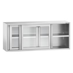 Edelstahl Wandhängeschrank - 2000x400mm - mit Glasschiebetür - 800mm hoch