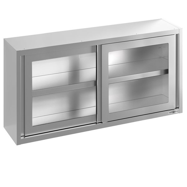 Paslanmaz Çelik Duvar Dolabı  - 2000x400mm - Kayar Cam Kapılı - 800mm yükseklik