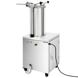 Hydrauliczna nadziewarka do kiełbas - 20l - 1500W - stal nierdzewna - pionowa - w zestawie: pedał nożny i 3 lejki