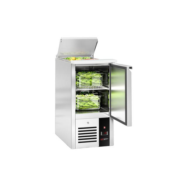 Saladetă PREMIUM - 450mm - 1 Tür - cu adcuere pentru 1x GN 1/1 & Capac din oțel inoxidabil