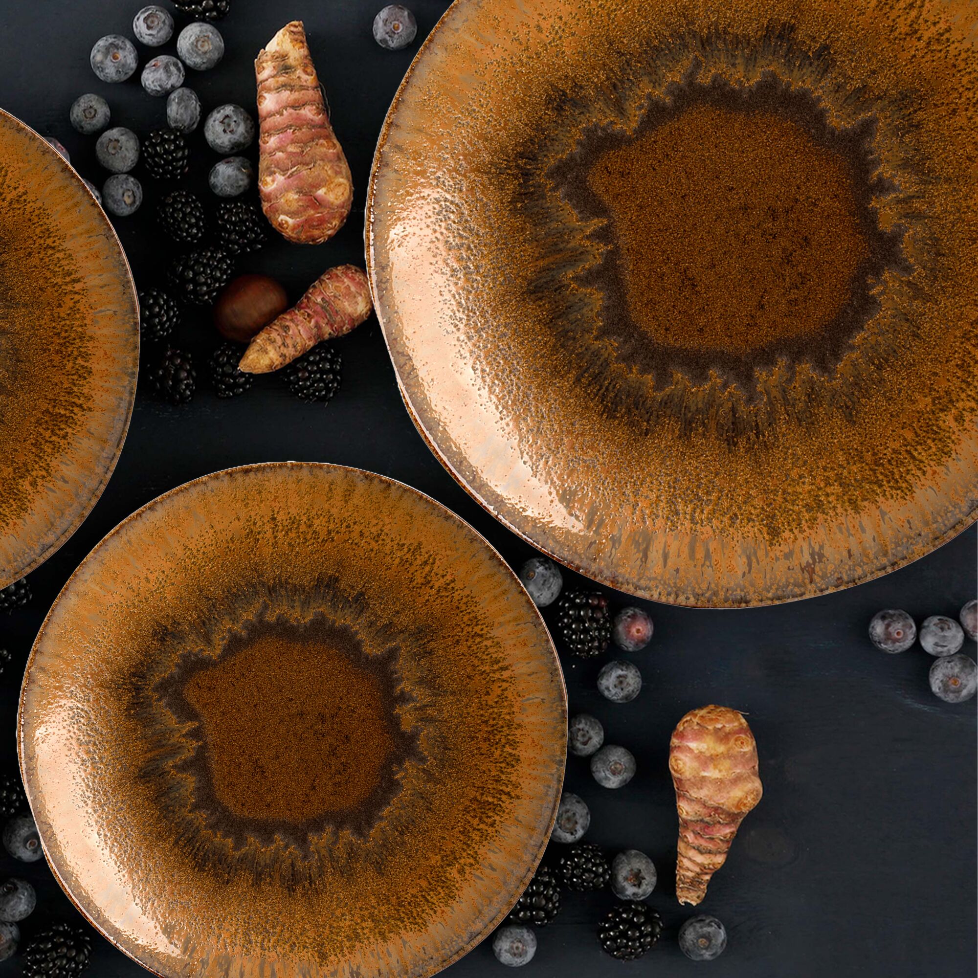 (6 Pièces) CECIL - Assiette - Plate - Ø 210 mm - Marron