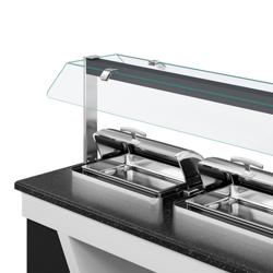 Buffet warmhoud BELFAST - 2300mm - met 3 chafing dishes & zwenkwielen - zwart