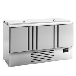Saladette PREMIUM PLUS - 1460mm - 3 porte - con vano ingredienti per 9x GN 1/3 & 6x GN 1/6, coperchio in acciaio inox