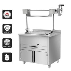 Houtskoolgrill - 800mm - met lift & 2 laden